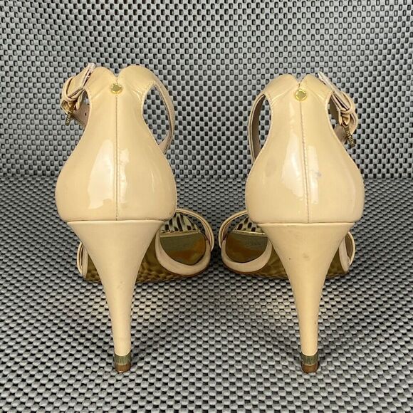 Ted Baker London Heels Womens Size 39.5 Gold Metallic Open Toe Ankle Strap - Picture 8 of 15